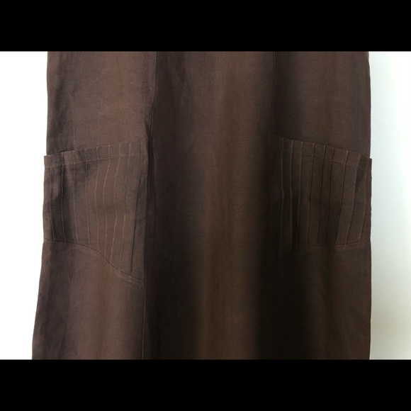 Amélline Linen Blend Chic Long Dress Size L Casual Offially Workwear Pockets - Picture 7 of 12